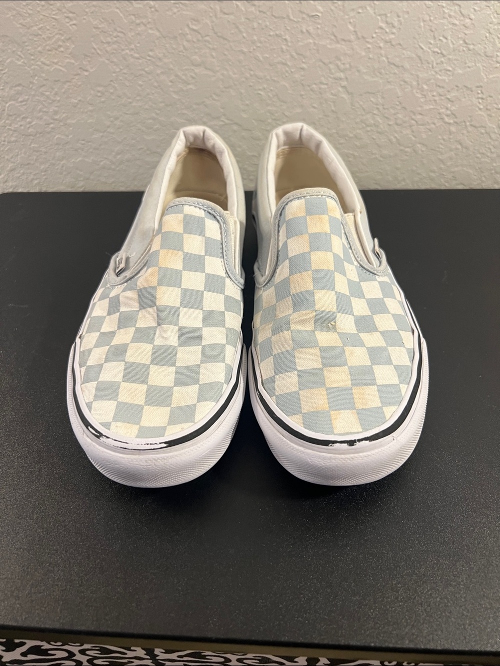 Vans Kids Classic Slip-On Checkered in Light Blue and White